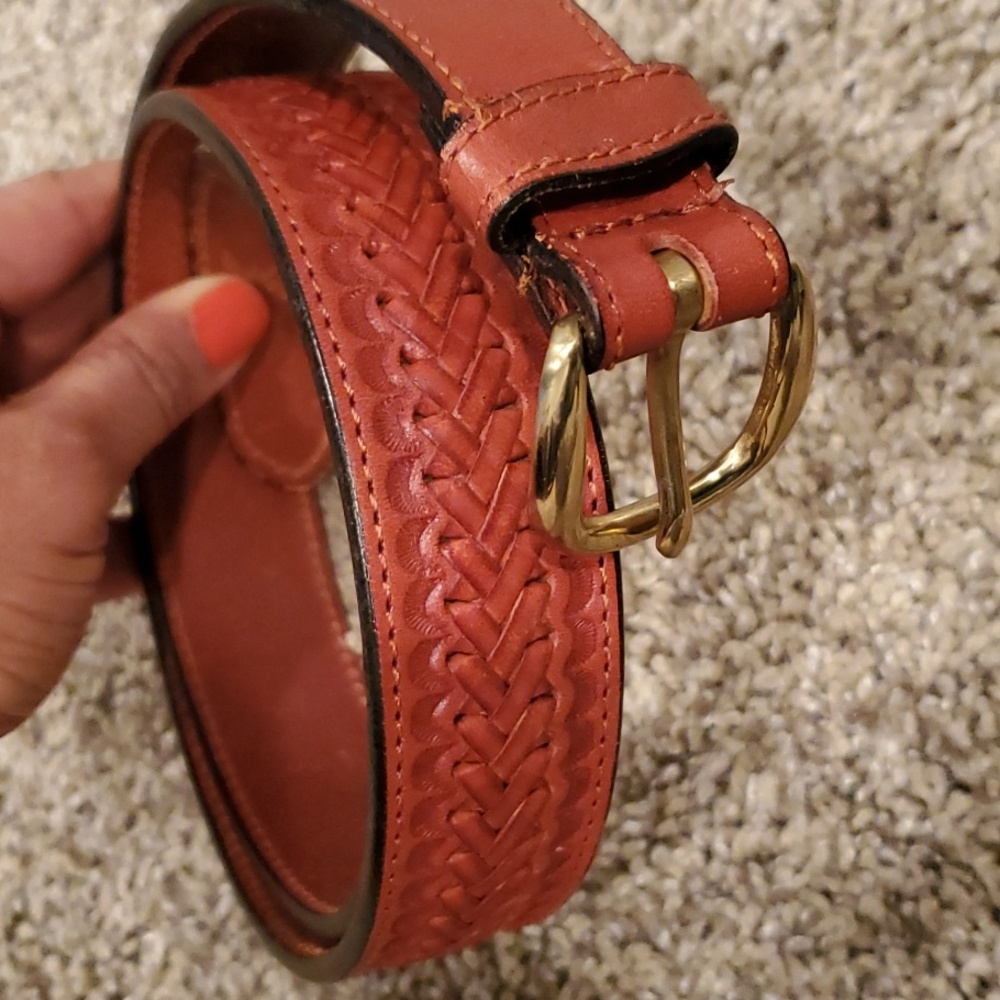 Leather Braided Belt with Solid Brass Buckle